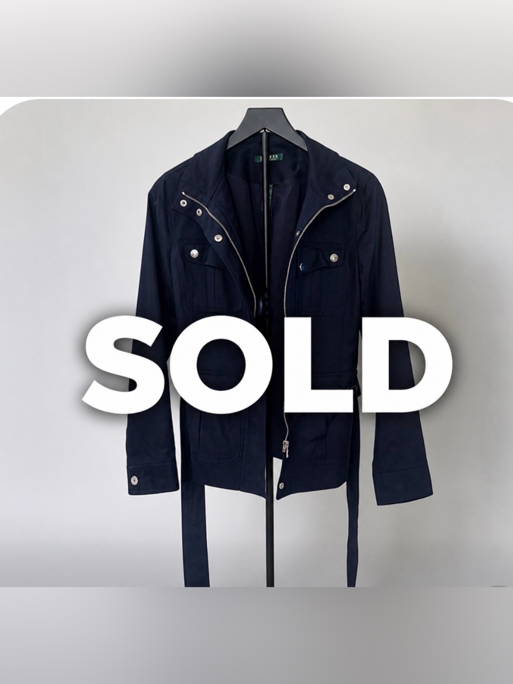 Lauren Ralph Lauren Navy Blue Safari Military Zip Snap Jacket Women’s Medium